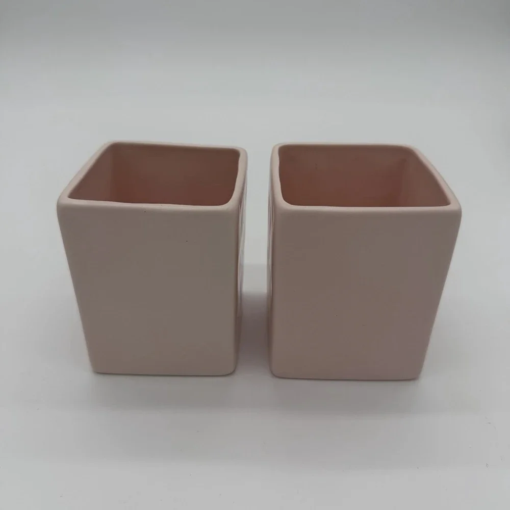 RAE DUNN WAKE UP MAKE UP Brush Holders Vanity BATH Bathroom 2PC Set NEW